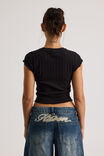 Riley Pointelle Top, BLACK - alternate image 3
