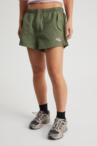 Open Gallery Off Duty Pull On Short, FATIGUE GREEN