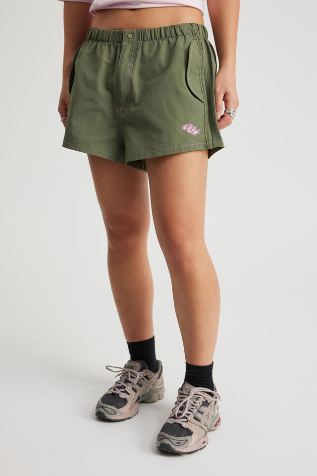 Open Gallery Off Duty Pull On Short, FATIGUE GREEN