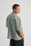 Boxy Cropped Short Sleeve Shirt, GREEN CHECK - alternate image 3