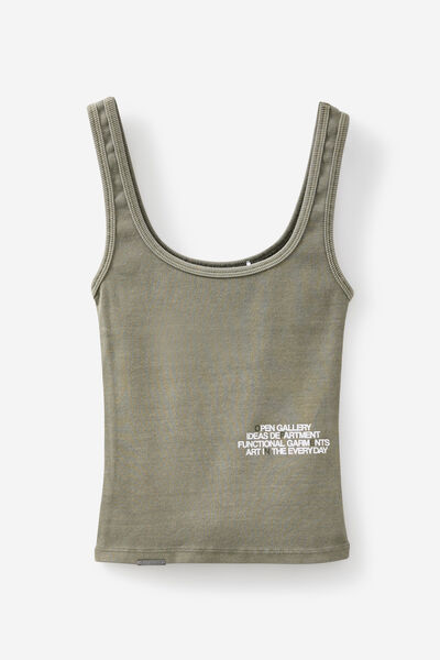 Graphic Scoop Neck Tank, KHAKI MIST/OPEN GALLERY