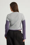Layered Long Sleeve Top, GREY MARLE/JASMINE BLUE STONE STRIPE - alternate image 3