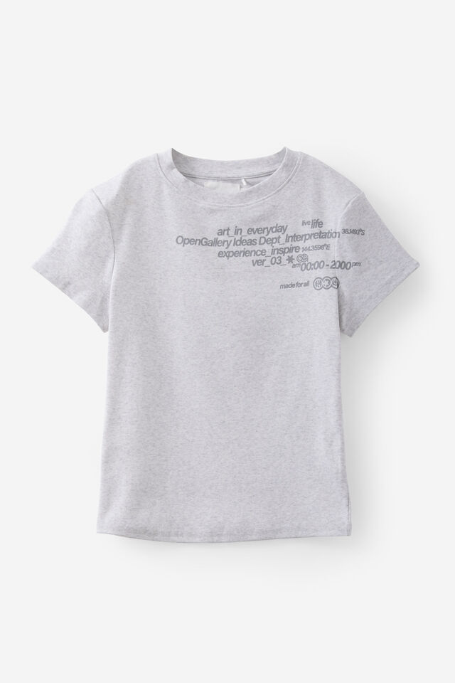 Fitted Graphic Tee, SILVER MARLE/IDEAS DEPT
