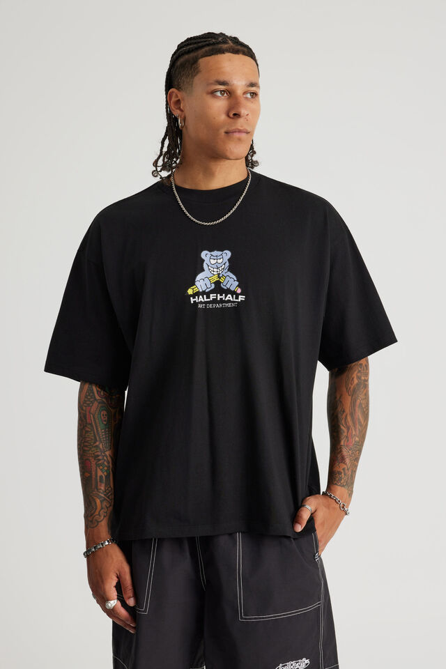 Half Half Box Fit Graphic T Shirt, HH BLACK/HALF HALF HALF HALF ART DEPT