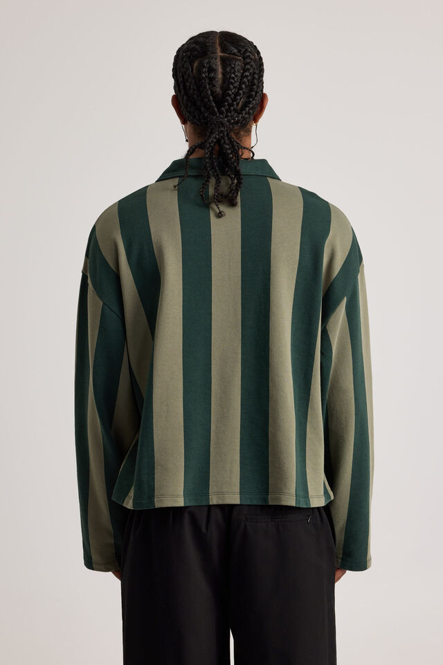 Open Gallery Striped Polo, OG DUSTY KHAKI STRIPE/OPEN GALLERY ICONS
