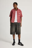 Half Half Boxy Cropped Short Sleeve Shirt, HH BORDEAUX SPACE DYE - alternate image 2