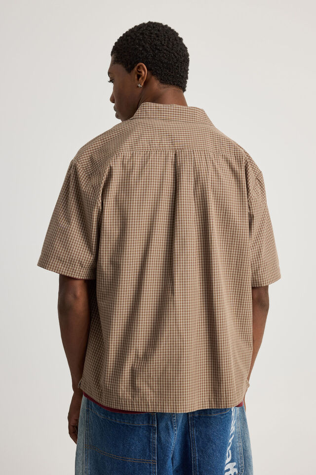 Half Half Short Sleeve Shirt, HH HAZLENUT CHECK