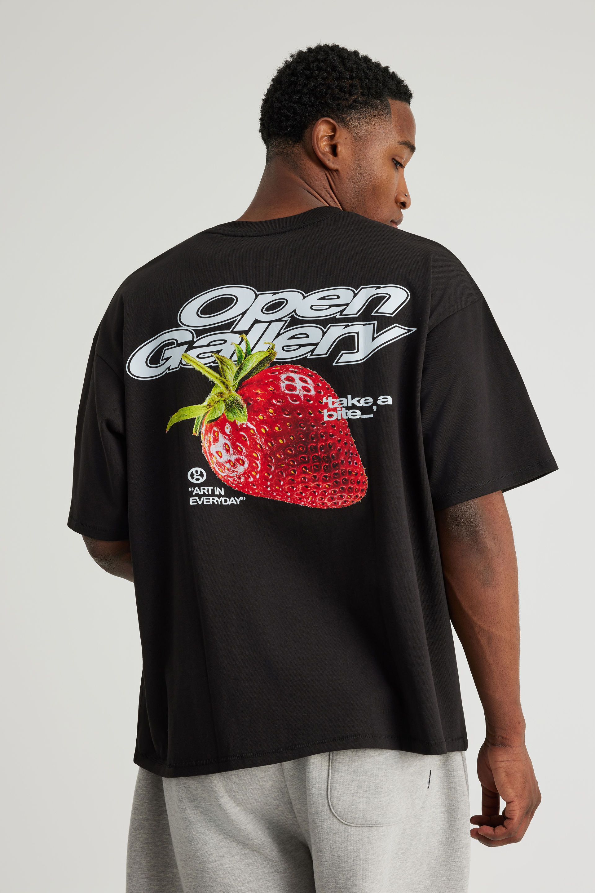Men's Black Open Gallery Box Fit Tshirt | Factorie Australia