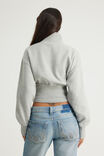 Funnel Neck Zip Through, GREY MARLE/MILITARY - example image 3