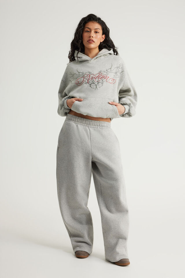Notion Boxy Hoodie, NTN GREY MARLE/RHINESTONE CYBER