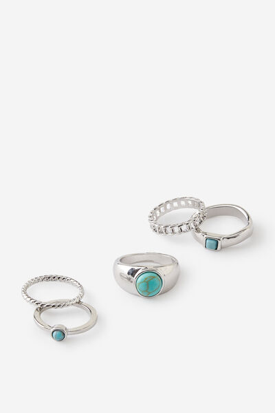 Multi Pack Chunky Rings, SILVER