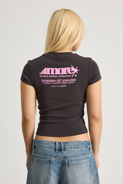 Fitted Graphic Tee, PHANTOM/AMORE