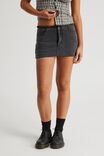 Babydoll Raw Waist Mini Skort, HEAVY BLACK WASH - alternate image 1