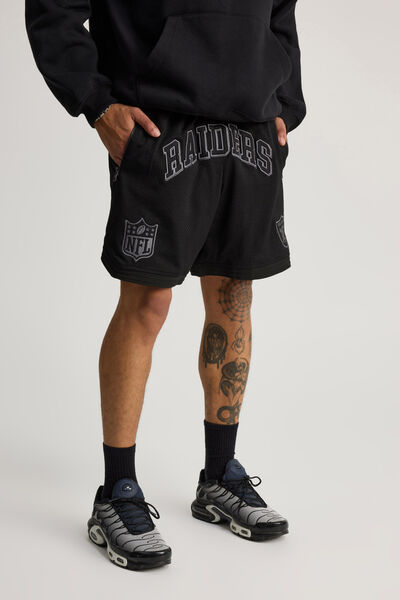 Nfl Basketball Short, LCN NFL BLACK/RAIDERS NEW STEALTH COLLEGIATE