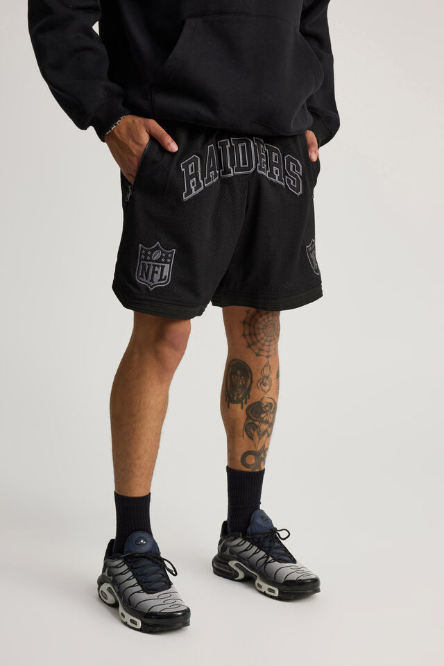 Nfl Basketball Short, LCN NFL BLACK/RAIDERS NEW STEALTH COLLEGIATE