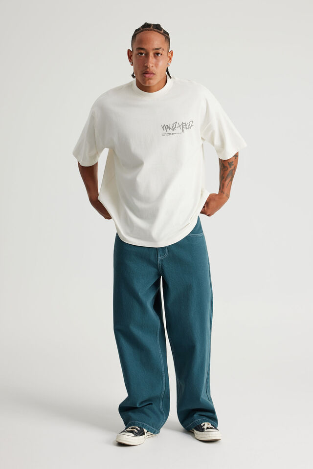 Half Half Classico Baggy Jean, WASHED MARINE TEAL