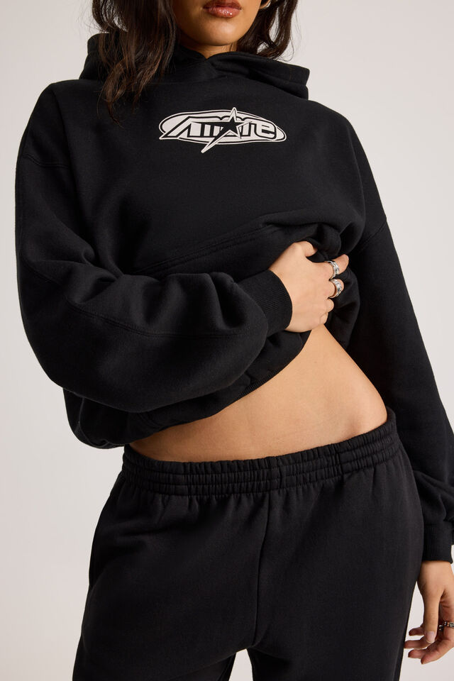 Cuffed Slouchy Trackpant, BLACK
