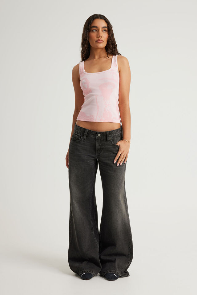 Graphic Scoop Neck Tank, PINK MUSK/GRUNGE COLLAGE