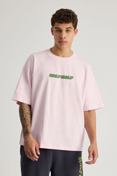 Half Half Heavyweight Box Fit Graphic Tshirt, HH PINK ICE/HALF HALF UNDERGROUND