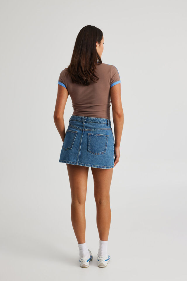 Everyday Denim Mini Skirt, MID BLUE