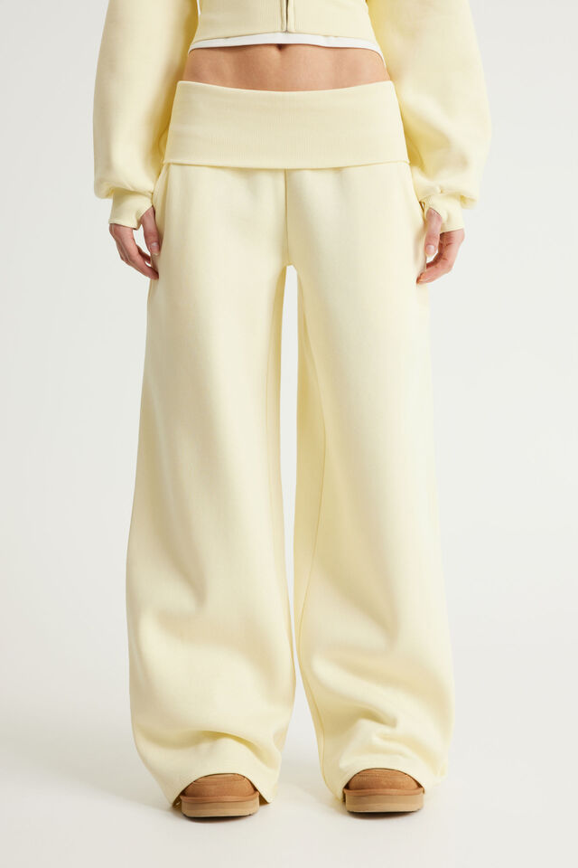 Wide Waistband Trackpant, LEMON BUTTER