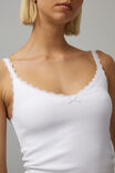 Lace Trim V Neck Tank, WHITE - alternate image 4