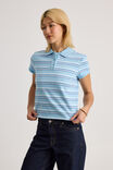 Short Sleeve Fitted Polo, ALBA STRIPE/AIRY BLUE - alternate image 1