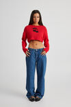 Open Knit Crop Jacquard Jumper, RED/BLACK CHERRY - alternate image 2