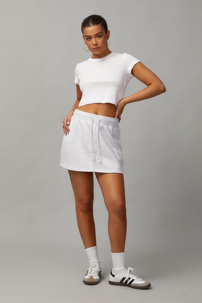 Try Again Off-White Mini Denim Skirt