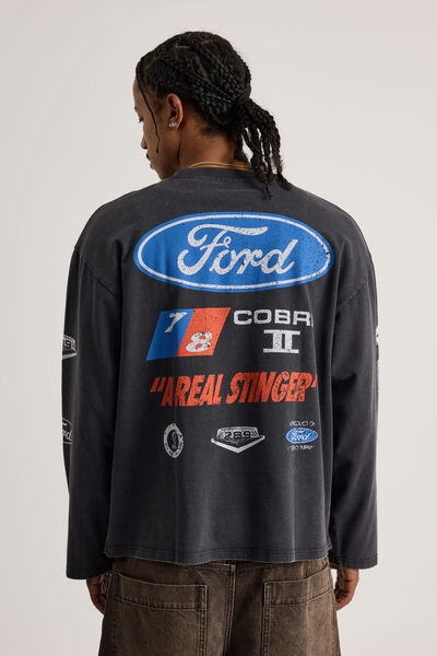 Ford Long Sleeve Tshirt, LCN FOR WASHED BLACK/COBRA ALL OVER