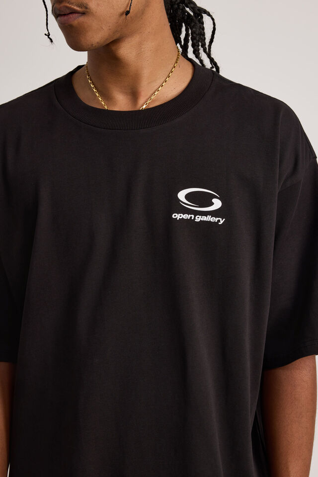 Open Gallery Heavyweight Box Fit Tshirt, OG BLACK/OPEN GALLERY MOTIFS