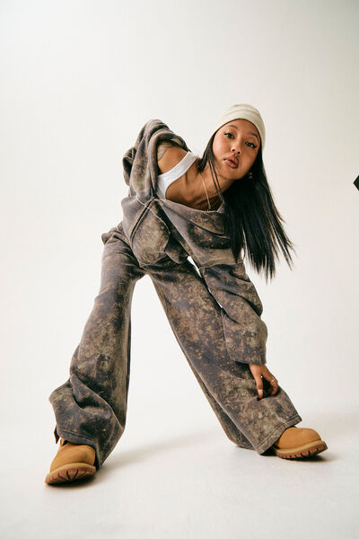 Classic Wide Leg Trackpant, NTN WASHED ABSTRACT DYE CAMO/RAW