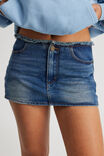 Babydoll Raw Waist Mini Skort, Y2K INDIGO WASH - alternate image 4