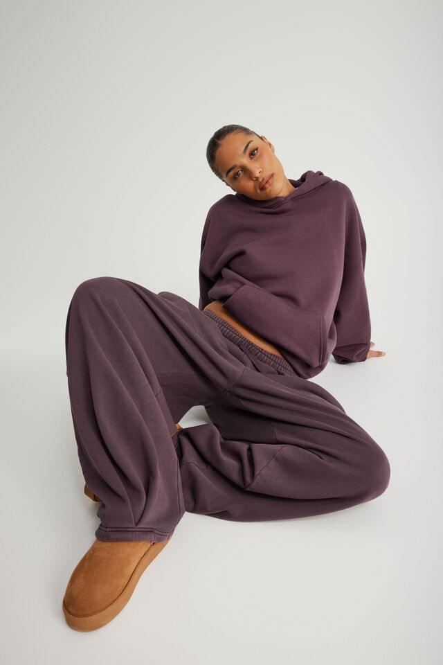 Balloon Pleated Trackpant, WASHED FROZEN BERRY