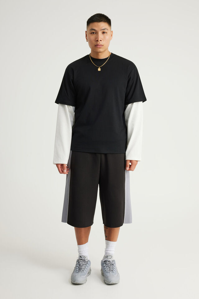 Authentics Baggy Track Short, BLACK/CONCRETE PANEL