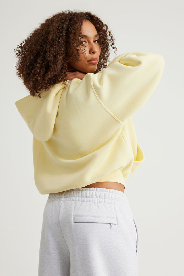 Open Gallery Boxy Zip Through Hoodie, OG WASHED BUMBLE YELLOW/GALLERY SWIRL