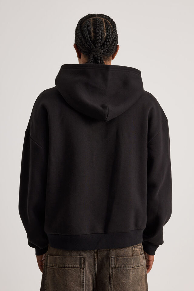 Half Half Zip Thru Hoodie, HH BLACK/HALF SHUFFLE