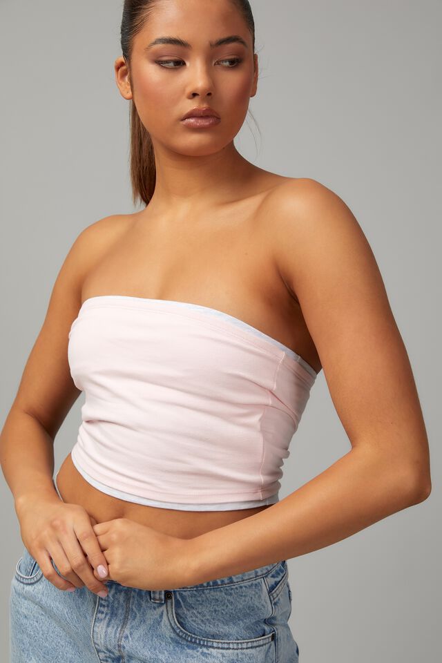 Crop Jersey Tube Top, SOFT PINK
