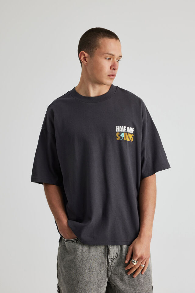 Half Half Heavyweight Box Fit Graphic Tshirt, HH SLATE/HALF HALF SOUNDS