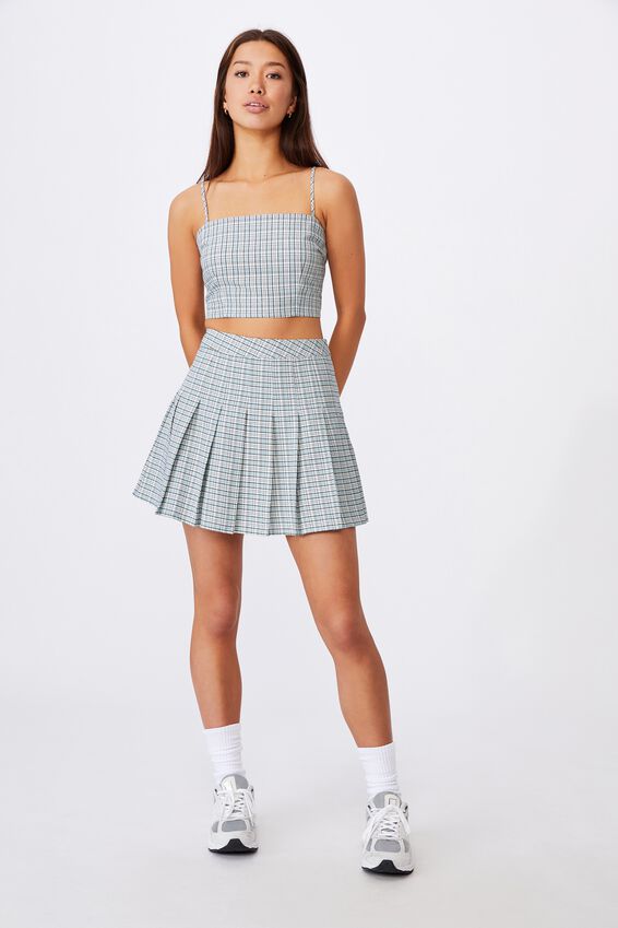 Pleated Skirt, MAYA CHECK ETHER