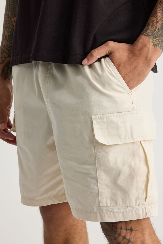 Half Half Pull On Cargo Short, IVORY