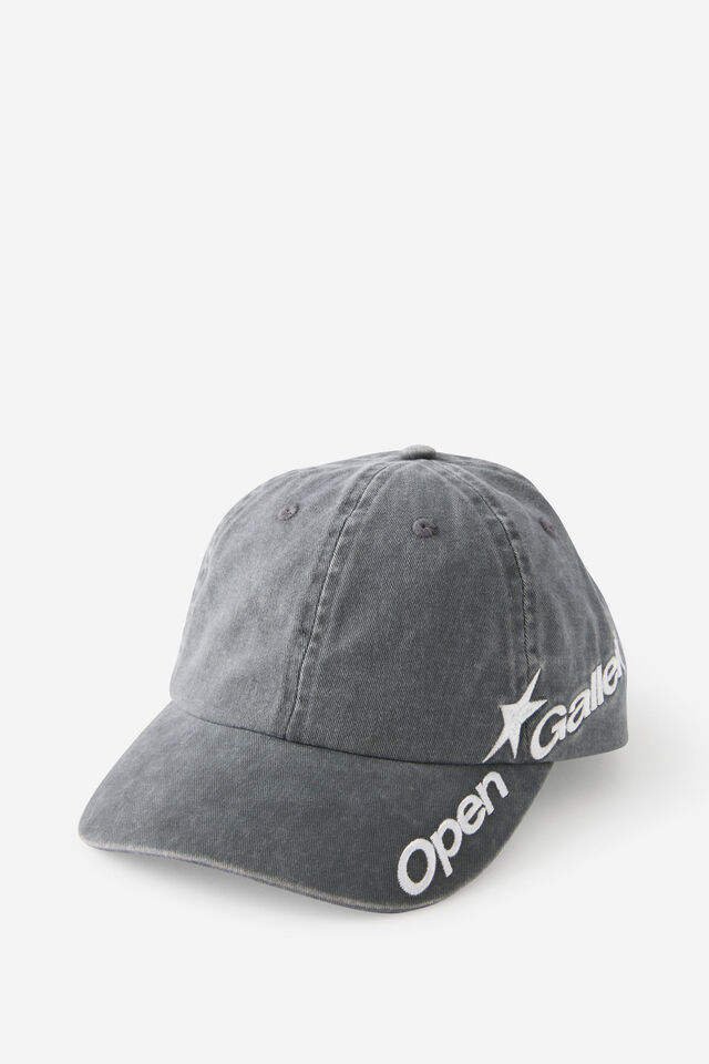 Open Gallery Side Emb Logo Cap, OPEN GALLERY WASHED BLK WHT EMB
