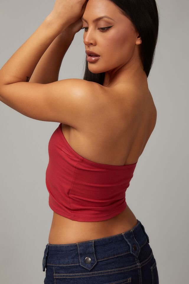 Crop Jersey Bandeau, RUSH RED