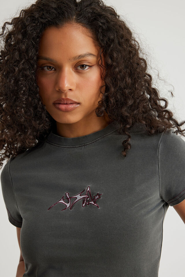 Fitted Graphic Tee, WASHED BLACK/NTN STAR