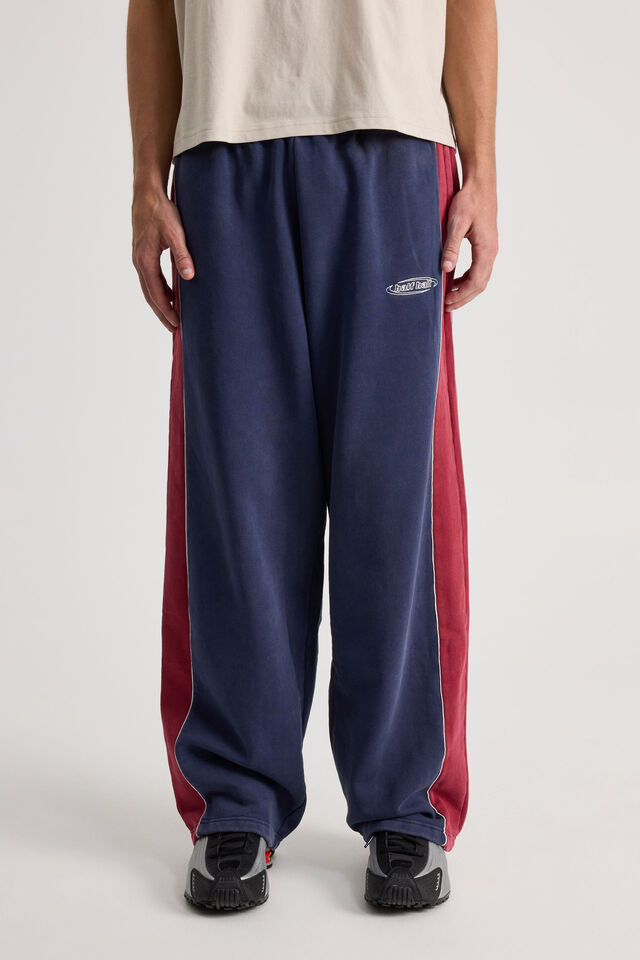 Half Half Baggy Trackpant, HH WASHED MIDNIGHT NAVY/PANELLED Y2K