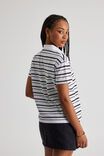 Short Sleeve Polo Top, BLACK/WHITE STRIPE - alternate image 3