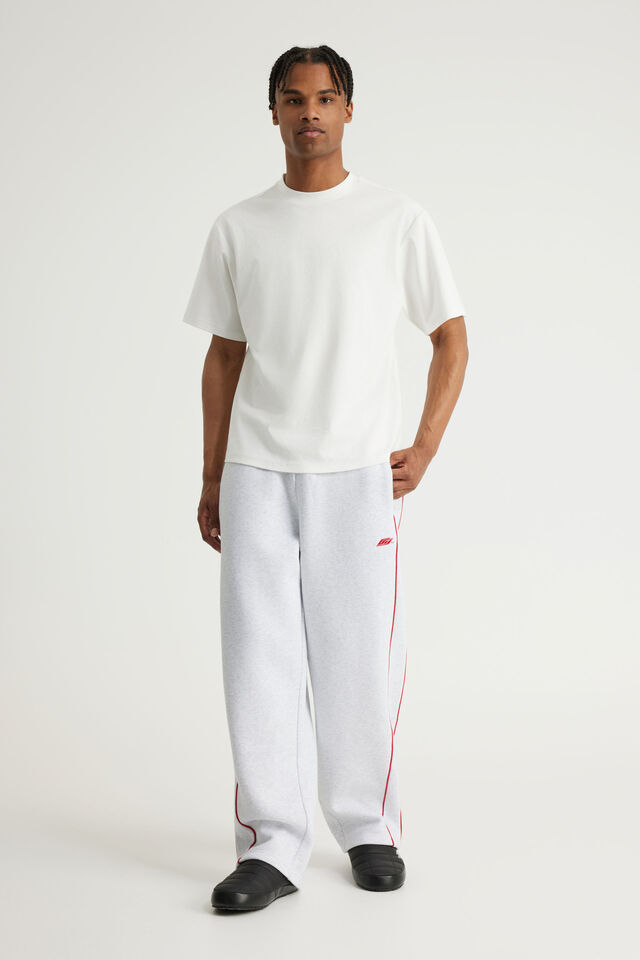 Barrel Leg Track Pant, OG SILVER MARLE/RED PIPING