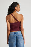 One Shoulder Buckle Top, BORDEAUX - alternate image 3