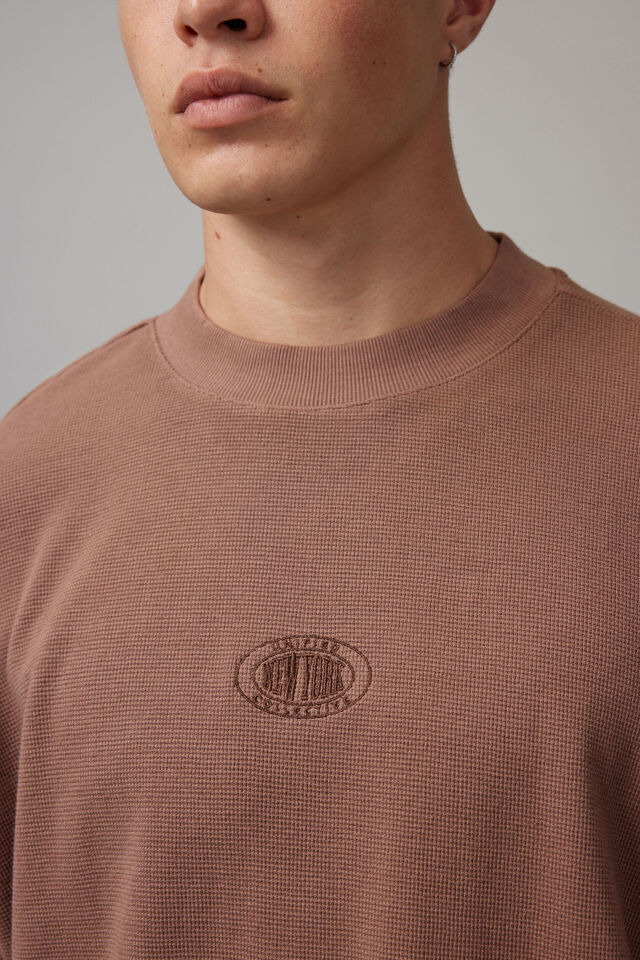Waffle Texture Box Fit T Shirt, WASHED CHESTNUT/UC