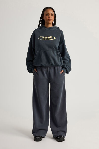 Classic Wide Leg Trackpant, WASHED NAVY